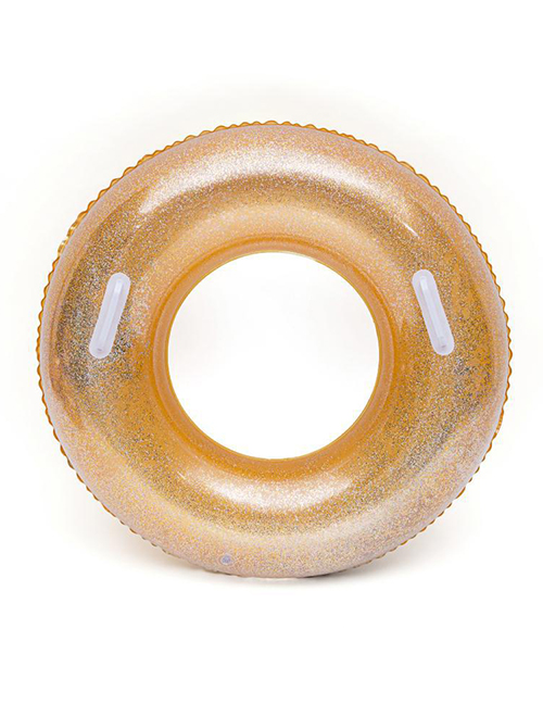 Fashion Golden Yellow With Handle Thick Transparent Sequined Inflatable Swimming Ring