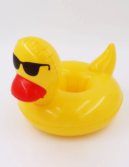 Fashion Yellow Inflatable Water With Sunglasses Duckling Cup Holder