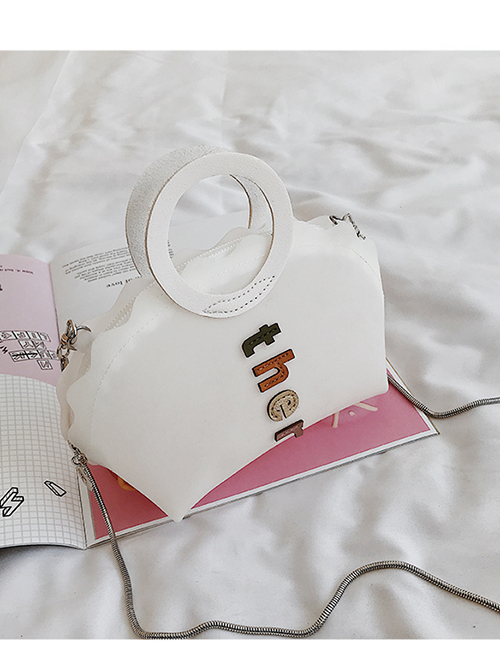 Fashion White Letter Handbag