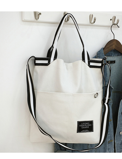 Fashion White Riveting Portable Messenger Bag