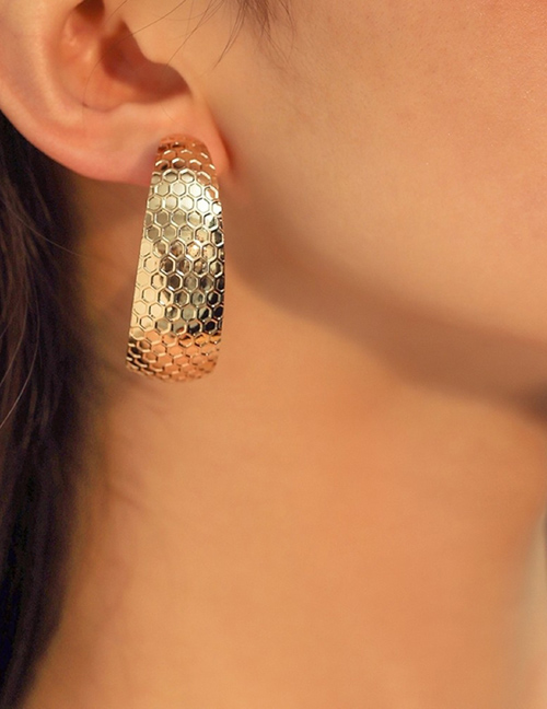 Fashion Gold Alloy Semicircular Earrings