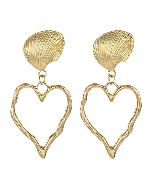 Fashion Gold Alloy Shell Love Earrings