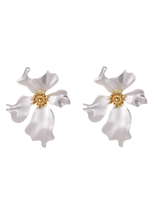 Fashion Silver Four-leaf Flower Earrings