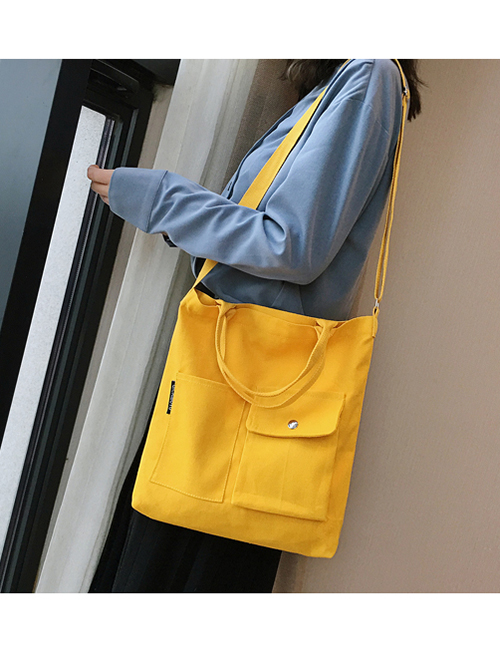Fashion Yellow Multi-pocket Shoulder Bag