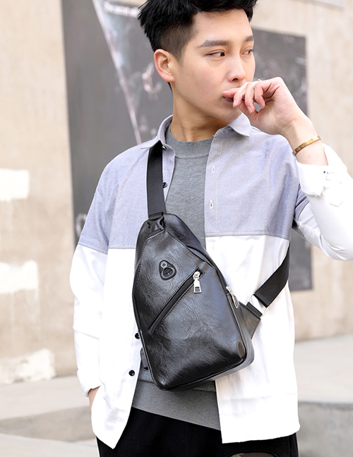 Fashion Black Puusb Charging Shoulder-slung Chest Bag