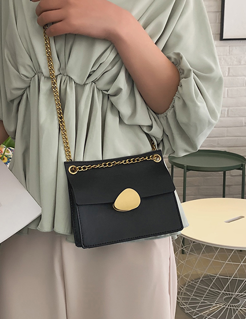 Fashion Black Ring Lock Single Shoulder Messenger Bag