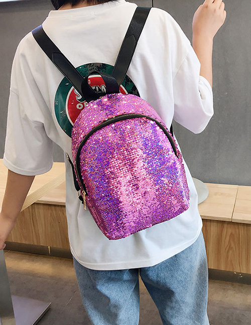 Fashion Purple Sequined Shoulder Bag