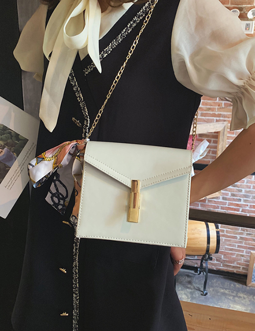 Fashion White Square Lock Scarf Single Shoulder Messenger Bag