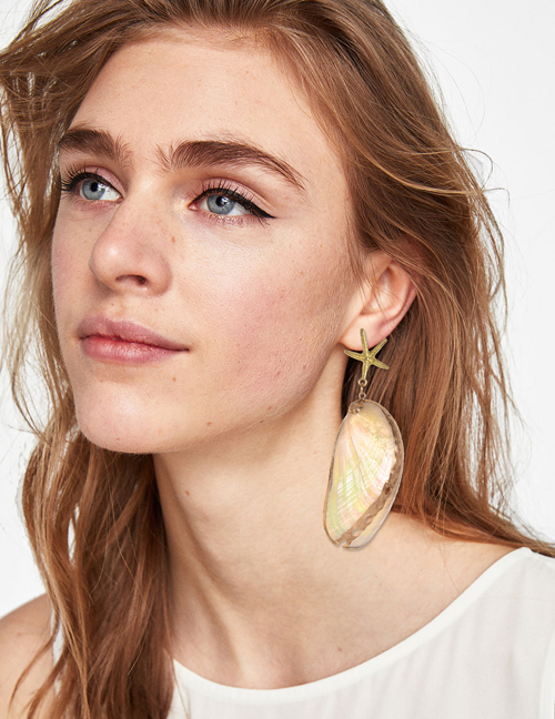 Fashion Gold Shell Starfish Earrings