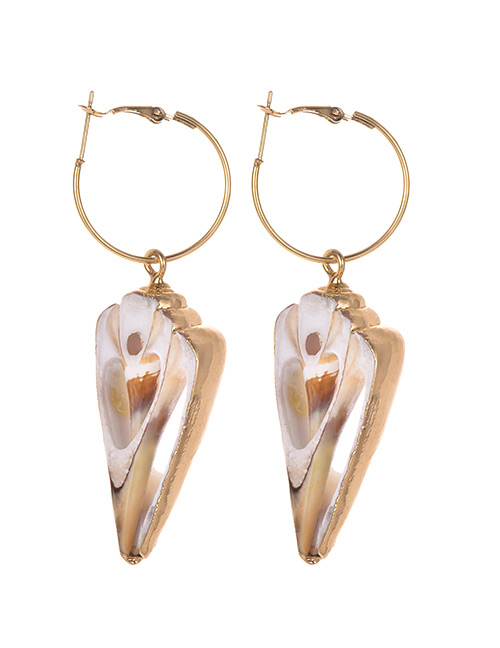 Fashion Gold Irregular Ring Shell Earrings