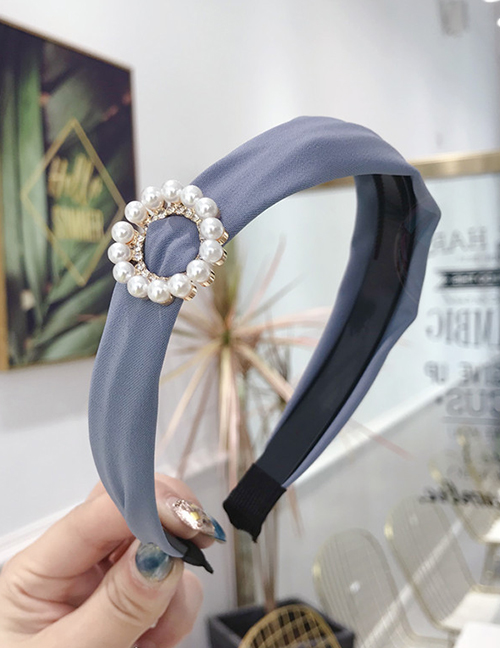 Fashion Round Light Blue Ring-encrusted Fine-edged Headband