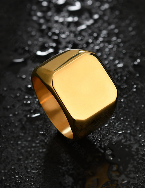 Fashion Gold Glossy Square Corner Ring