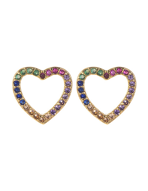 Fashion Gold Copper Inlay Zircon Love Earrings