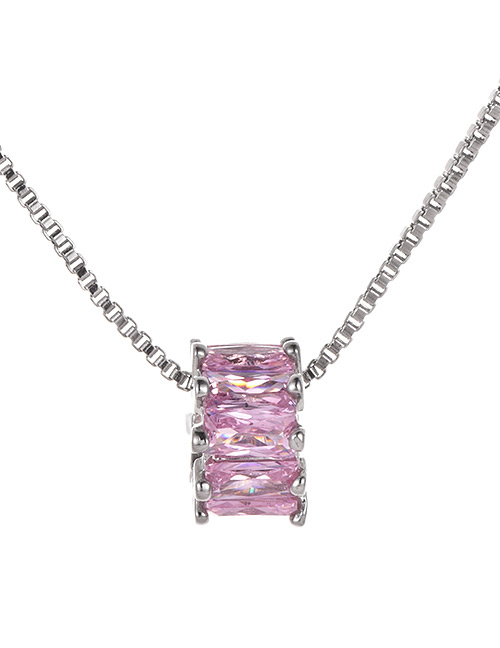 Fashion Pink Copper Inlaid Zircon Necklace