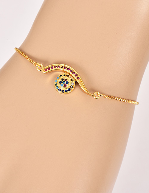 Fashion Gold Copper Inlay Zircon Eye Bracelet