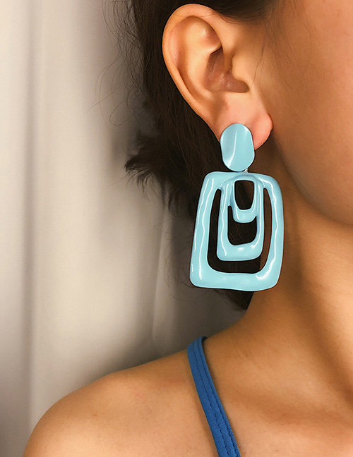 Fashion Blue Geometric Drip Earrings