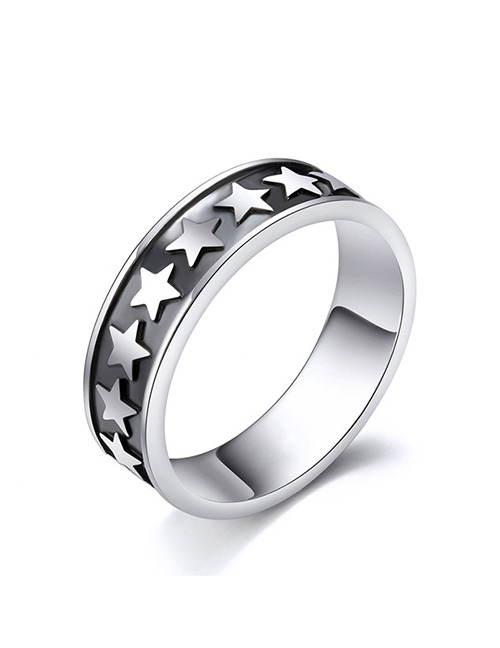Fashion Us6  Silver Pentagram Ring
