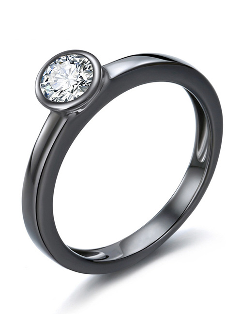 Fashion Us6  Silver Round Zircon Ring