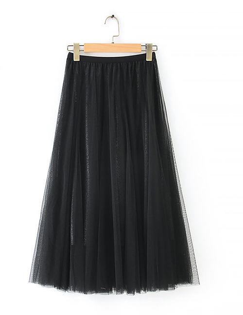 Fashion Black Mesh Skirt