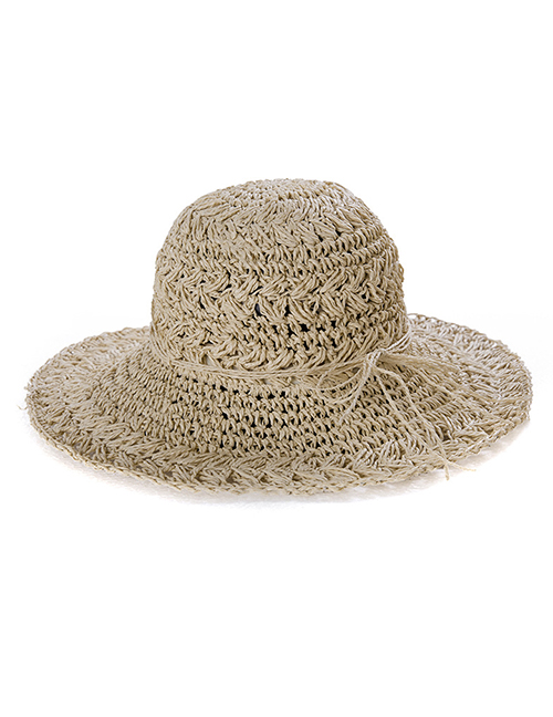 Fashion Beige Straw Shackle Foldable Sun Hat