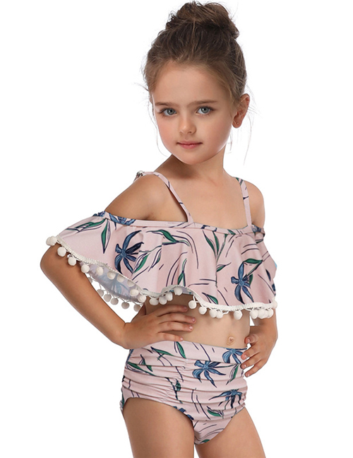Fashion Children's Pink Swimsuit Printed High Waist Parent-child Swimsuit