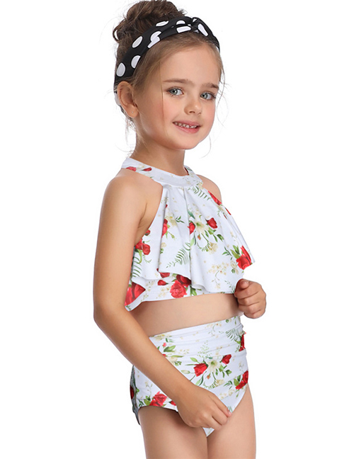 Fashion Child Flower Collar Flying Edge Parent-child Swimsuit
