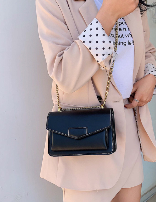 Fashion Black Contrast Multi-layer Single Shoulder Messenger Bag