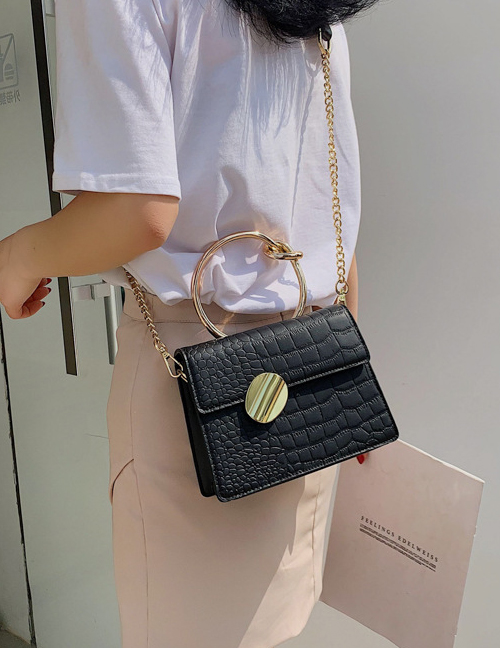 Fashion Black Portable Sequin Shoulder Lock Messenger Bag