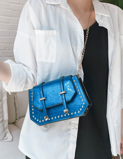 Fashion Blue Rivet Shoulder Messenger Bag