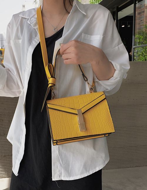 Fashion Yellow Wide Shoulder Strap Slung Bow Tie Shoulder Bag