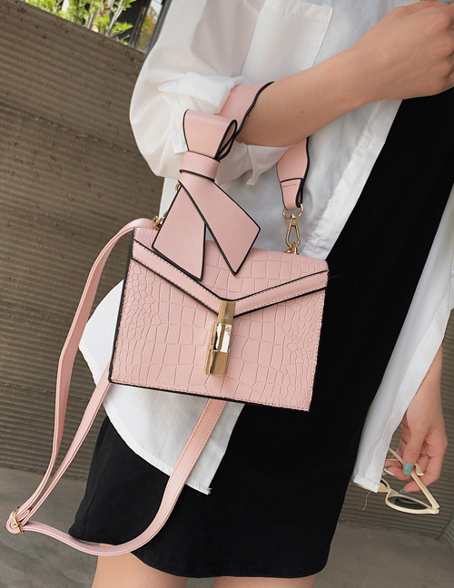 Fashion Pink Wide Shoulder Strap Slung Bow Tie Shoulder Bag