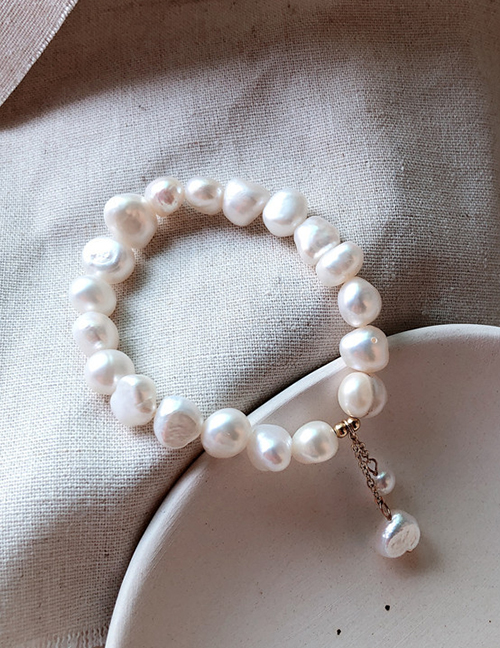 Fashion White Natural Pearl Gold-plated Bracelet