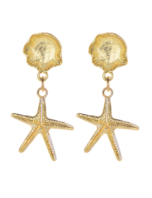 Fashion Gold Alloy Starfish Earrings