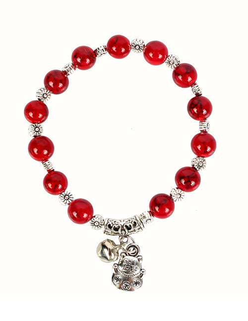 Fashion Red Cat's Eye Bells Starfish Beaded Bracelet