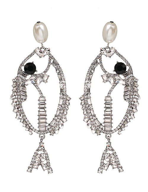 Fashion White Squid With Diamond Stud Earrings