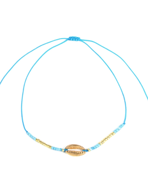 Fashion Blue Alloy Rope Rice Beads Shell Bracelet