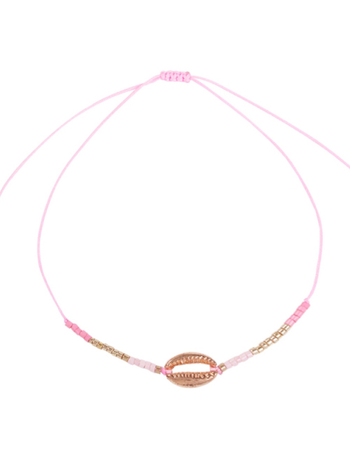 Fashion Pink Alloy Rope Rice Beads Shell Bracelet