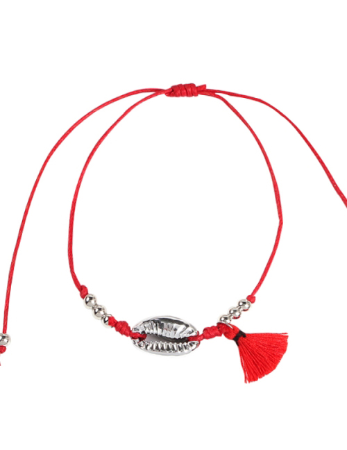 Fashion Black Alloy Rope Rice Beads Shell Bracelet