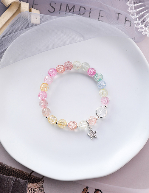 Fashion Color Burst Beads Strawberry Opal Pentagram Bracelet
