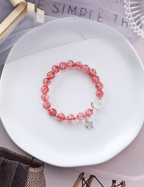 Fashion Red Burst Beads Strawberry Opal Pentagram Bracelet
