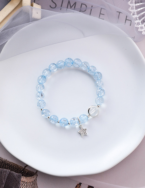 Fashion Blue Burst Beads Strawberry Opal Pentagram Bracelet