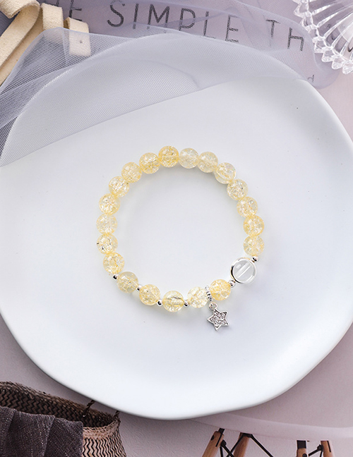 Fashion Yellow Burst Beads Strawberry Opal Pentagram Bracelet