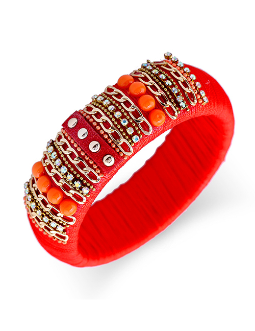 Fashion Red Woven Diamond Bracelet