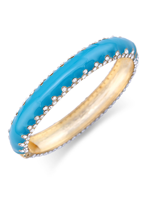 Fashion Blue Drip-encrusted Alloy Open Bracelet
