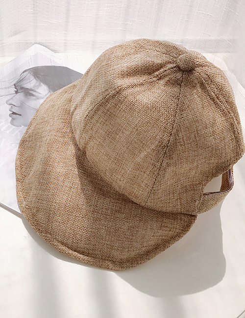 Fashion Khaki Cotton And Linen Folding Sun Hat