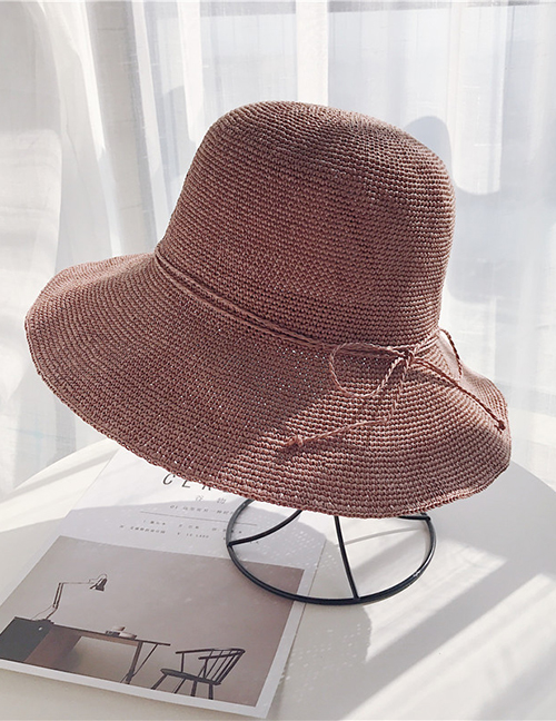 Fashion Leather Red Straw Hat