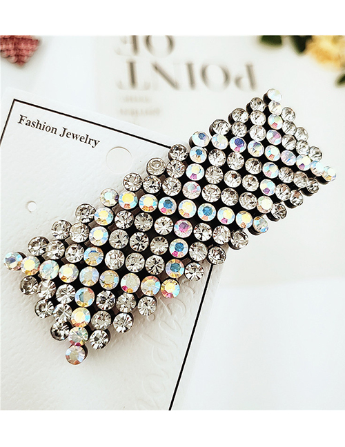 Fashion Square Full Diamond White Studded With Hair Clips
