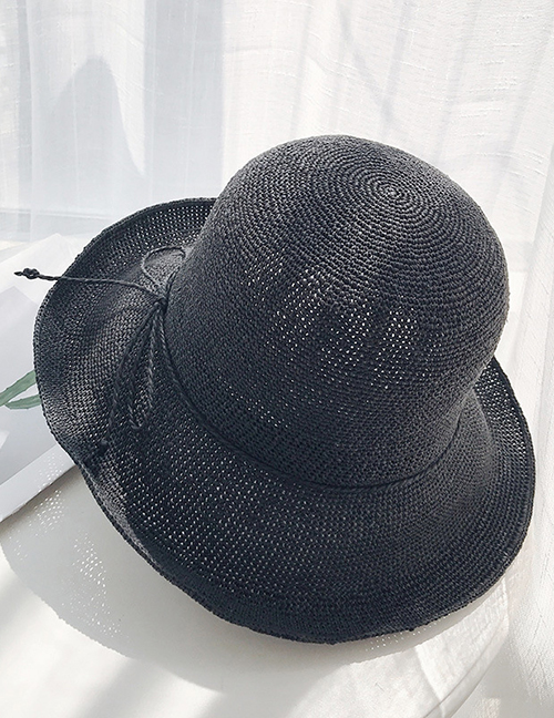 Fashion Black Extra-fine Woven Straw Hat