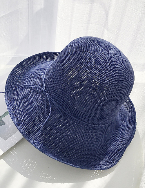 Fashion Navy Extra-fine Woven Straw Hat