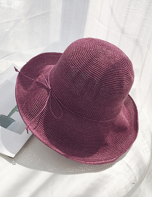 Fashion Red Wine Extra-fine Woven Straw Hat